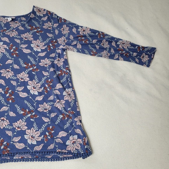 J Jill Top Tunic Women’s Floral Patchwork Print Tank Pink Blue Size L Cottage - Picture 4 of 16